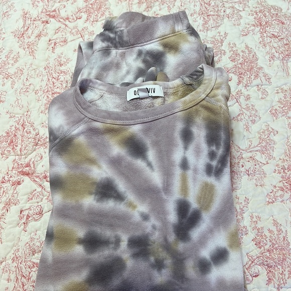 OLI VIV Purple Gold Tie Dye Sweatshirt Size M & Sweatpants Size S - Picture 3 of 13